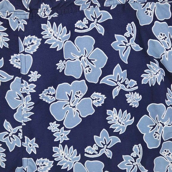 J.Crew Men's Tropical Board Shorts Large Blue Gray Hibiscus Flower Hawaiian - Picture 2 of 9